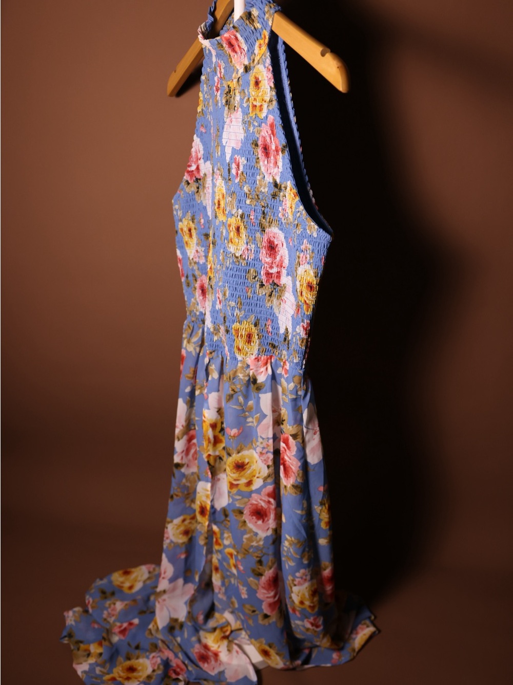 Venus Floral halter ruffle Maxi Dress Sleeveless M